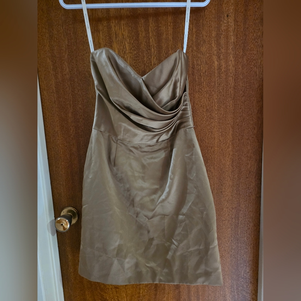 Dessy Collection Strapless Tan Dress